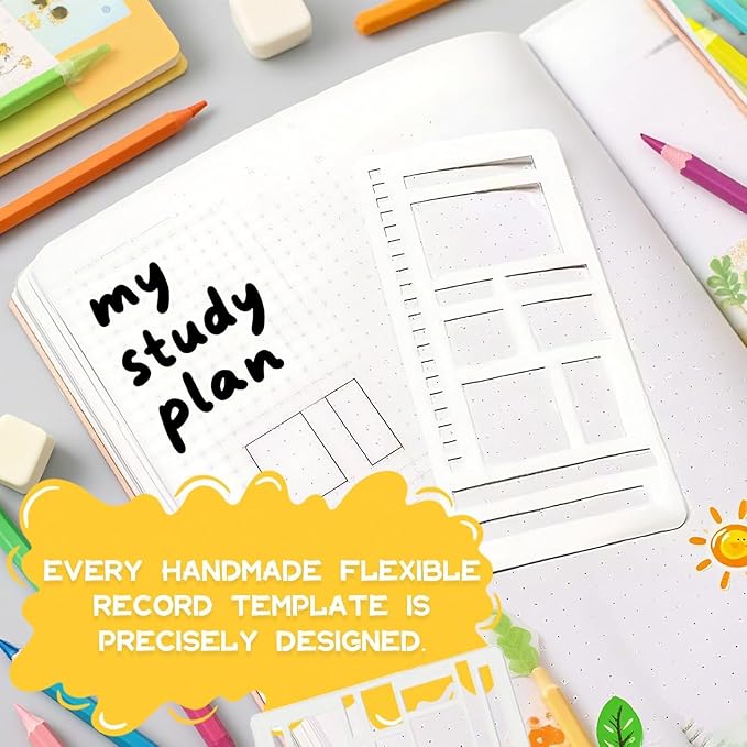 Handmade Flexible Record Template, Planner Stencils Set, Drawing & Lettering Templates for Journaling, Calendar, Scrapbooking & DIY Craft Supplies (Style-A1)