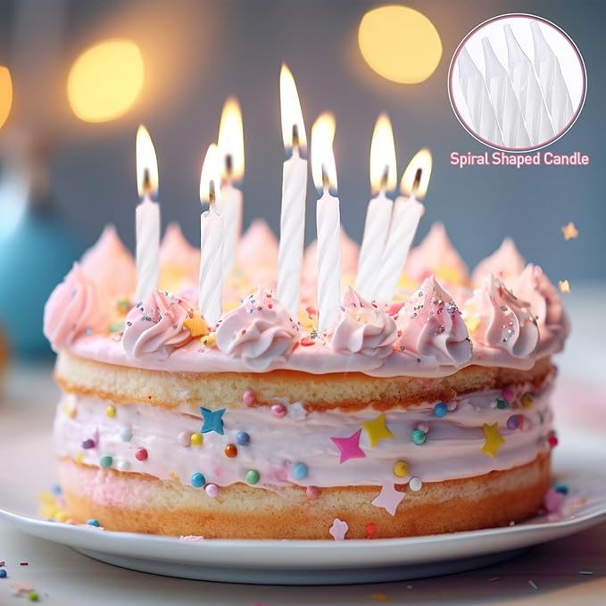 MTLEE Spiral Birthday Candles Colorful Cake Paraffin Candles for Celebrating Birthday Cake Decorations for Holiday Party(1 Color,288 Pcs)