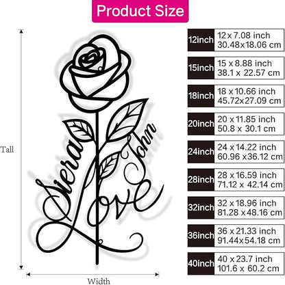 Personalized Metal Rose Sign,Wedding Decoration Sign,Metal Rose Wall Decor With Couples Name,Romantic Gifts for Anniversaries, Valentine's Day
