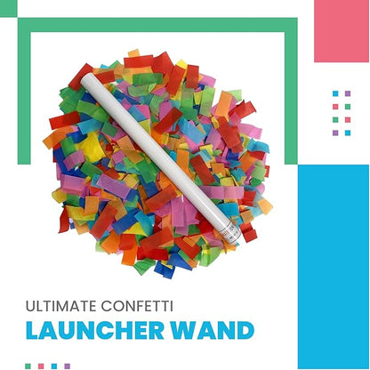 Ultimate Confetti Wand 14 inch Confetti Launcher Wand, Multicolor, 8 Pack - Great for Parties, Weddings and Events Tissue, Metallic and Biodegradable Options