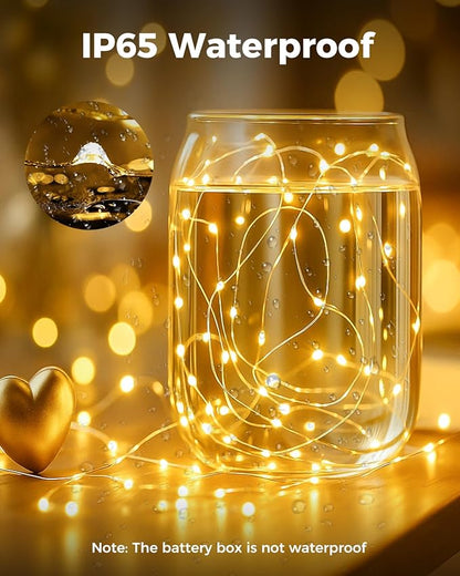 btfarm 12 Pack Fairy Lights Battery Operated, 7FT 20 LED Mini String Lights Waterproof Silver Wire for Mason Jars Centerpiece Table Crafts Bedroom Christmas Decoration, Cool-Warm White
