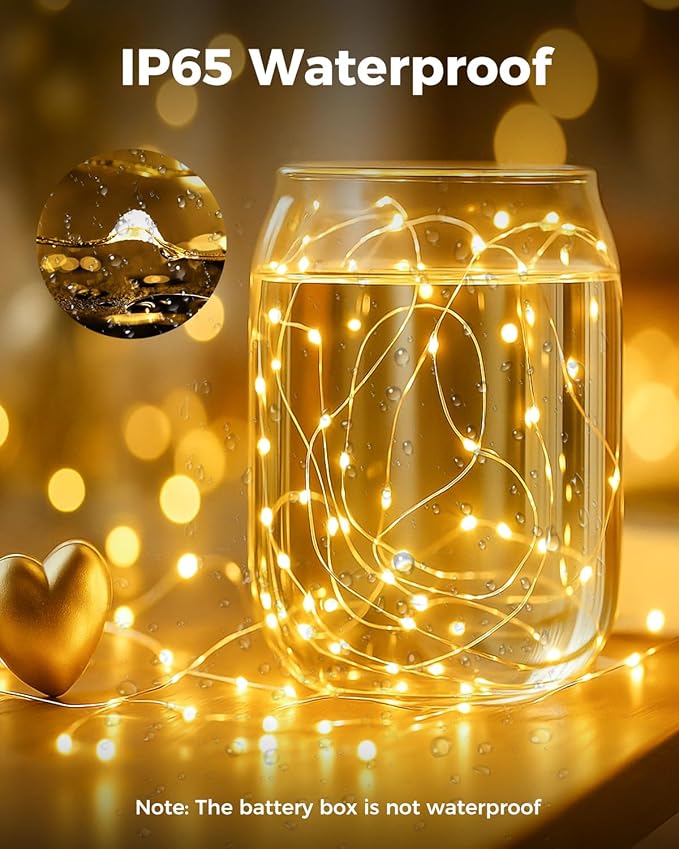btfarm 6 Pack Fairy Lights Battery Operated, 7FT 20 LED Mini String Lights Waterproof Silver Wire for Mason Jars Centerpiece Table Crafts Bedroom Christmas Decoration, Cool-Warm White