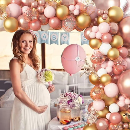 Amandir Rose Gold Balloons Garland Arch Kit, 150pcs Rose Gold Pink White Gold Confetti Latex Balloons for Bridal Wedding Birthday Girl Baby Shower Graduation Bachelorette Party Decorations
