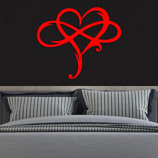 Infinity Heart Metal Wall Art for Home Decor, Eternal Love Sign Steel Wall Plaque, Home Wedding Decor, Eye-Catching Addition to Living Room, Above Bed Decor for Bedroom Ornaments