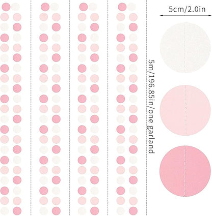 Light-Pink White Girls-Birthday Party-Decoration Garland - 52ft Baby Bridal Shower Blush Streamers Backdrop,Graduation 18th 30th 21st Adults Bachelorette Pool Supplies Banner Decor Lasting Surprise