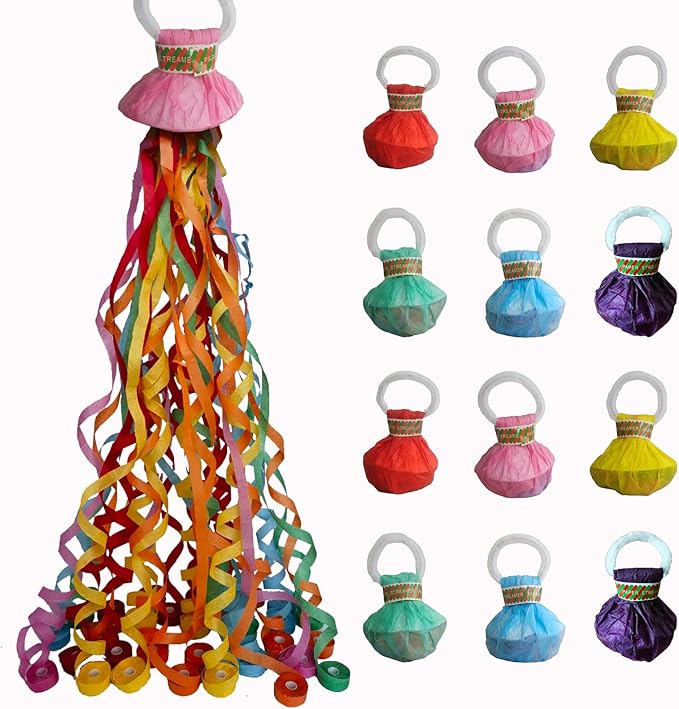 50 Pack Streamer Poppers, 6 Color Mix No Mess Confetti Poppers，Party Poppers No Mess Streamers Easy to Clean Handheld Streamer Cannon，Ideal for Celebrations and Events
