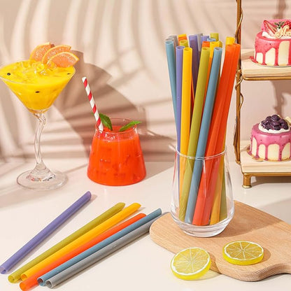 Tessco for you 600 Pcs 9.84 Inch Jumbo Smoothie Straws Bulk Large Plastic Disposable Bubble Tea Straws Wide-Mouthed Individually Wrapped for Tall Homemade Milkshakes Drinking(Colorful)