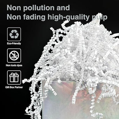 2LB Crinkle Cut Paper Shred Filler for Bag Gift Box Basket Confetti Paper Shreded Stuffing Decoration for Valentine's Day Holiday Party(White)