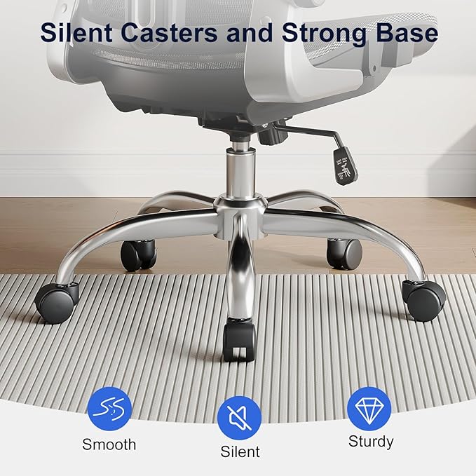 Ergonomic Office Chair, Mesh Seat Cushion with 3D Armrests and 3D Headrest, Adjustable Lumbar Support with 90-120° Rocking Function, Black