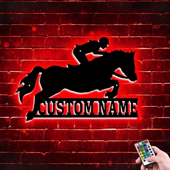 Personalized Custom Wooden/Metal Horse Night Light & Wall Art - LED Horse Themed Gifts for Girl Birthday & Christmas
