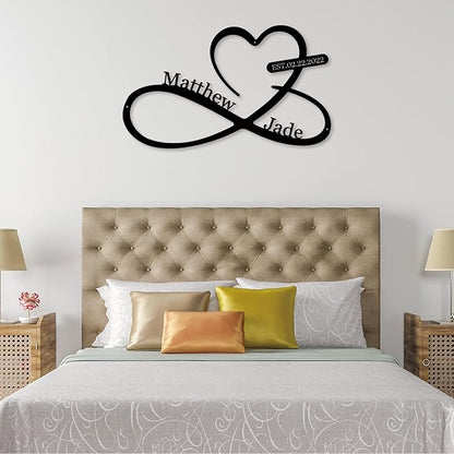 Infinity Heart Metal Wall Decor, Unique Infinity Heart Wall Decor Love Sign Plaque Steel Art Geometric Wall Decor Set Cut Out for Outside