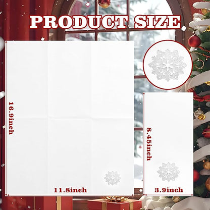 50 Pack Christmas Snowflake Paper Napkins - Cloth-like Christmas Disposable Hand Towels, Silver Premium Quality Xmas Dinner Napkin for Home Kitchen Table Bathroom Holiday Decor