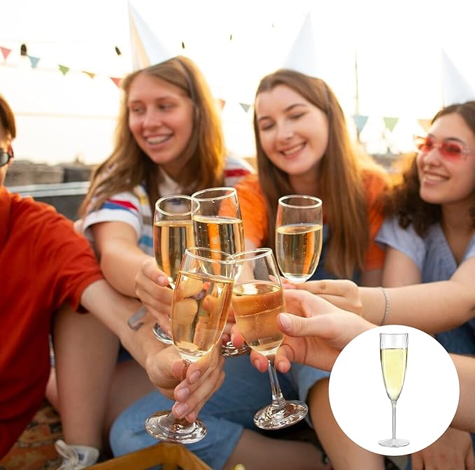 40 PCS Clear Disposable Plastic Champagne Flutes,6 Oz Plastic Champagne Glasses, DisposableFlutes for Party, Disposable Wine Glasses Cocktail Cups for Home Daily Life Party Birthday Wedding Toasting