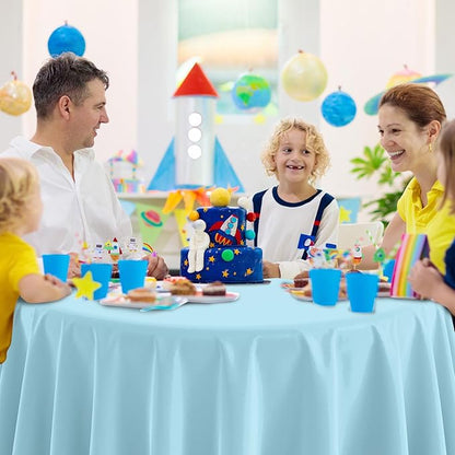 MASHAN 6Pack Round Gender Reveal Tablecloths,Disposable Plastic Pink and Blue Tablecloth,Table Covers for Boy or Girl Baby Shower Party Decorations,84 Inch