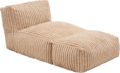 Hobestluk Big Bean Bag Lounger Chairs Large Beanbag Chair for Adults Bean Bag Sofa with Memory Foam Filled for Living Room, Bedroom or Balcony (Stripe Khaki)