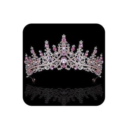 COCIDE Pink Crowns for Women Pink Tiaras for Women Princess Tiaras for Girls Costume Halloween Hair Accessories Royal Crystal Headbands Cosplay Birthday Pageant Bride Headpieces