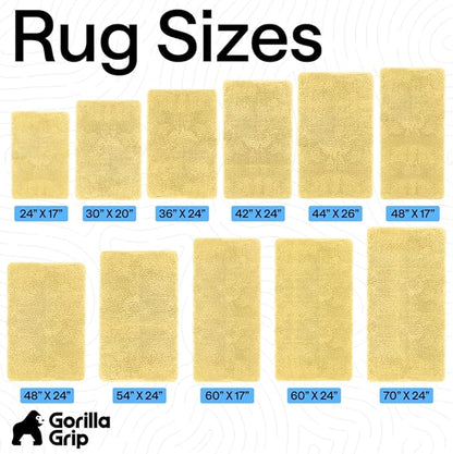 GORILLA GRIP Bath Rug Mat, Thick Soft Absorbent Chenille, Quick Dry Microfiber Mats, Rubber Backing Washable Shower Floor Rugs, US Designed Bathroom Bathmat Home Decor Accessories, 24x17 Yellow