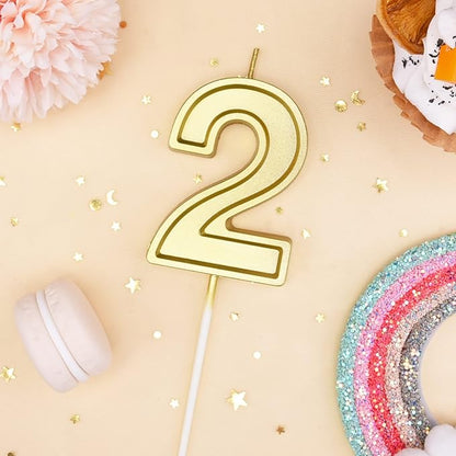 PHD CAKE 2.76 Inch Luxe Gold 2 Number Birthday Candles, Gold Number Candle, Cake Number Candles, Party Celebration