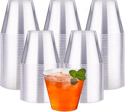 RACETOP 9 oz Clear Disposable Plastic Cups 50 Pack, Clear Plastic Cups Tumblers, Heavy-duty Party Glasses, Disposable Cups