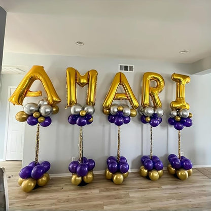 Gold Letter Balloons, 40 Inch Alphabet Name Mylar Self Inflating Custom I Decor, Large Helium Foil for Men Women Birthday Party Decorations Supplies