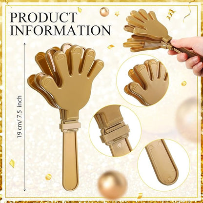 48 Pack Party Noisemakers New Years Eve Party Supplies Include 24 7.5 Inch Large Hand Clappers 24 Blowers Whistle for Aldult Birthday 2025 New Years Eve Favor(Gold)