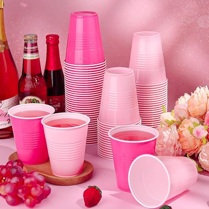 KesaPlan 50 PCS 12 OZ Plastic Cups, Party Cups Light Pink and Hot Pink Cups Disposable Drinking Cup Bulk For Bachelor Party Christmas Graduation Wedding Birthday Halloween Picnic Festive Celebrations