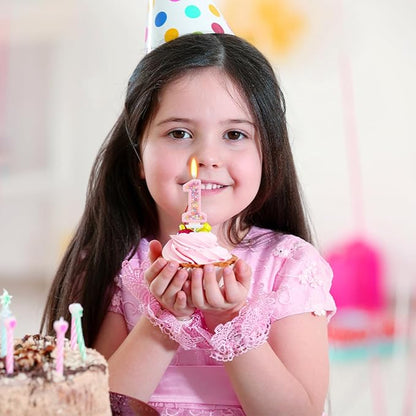 Sweet One Birthday Candles for Girls - Number 1 Candle, First Birthday Decorations for Girl, Fairy Cake Decorations, Colorful Macaron Candles for One Cake Topper (Pink)