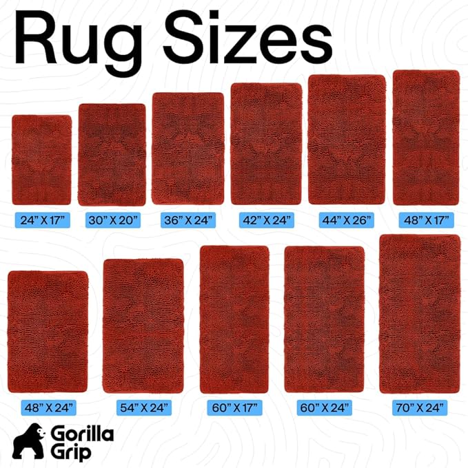 GORILLA GRIP Bath Rug Mat 44x26, Soft Absorbent Chenille, Quick Dry Microfiber Mats, Rubber Backing Washable Shower Floor Rugs, Bathmat Runner, US Designed Bathroom Home Accessories Sunset Orange