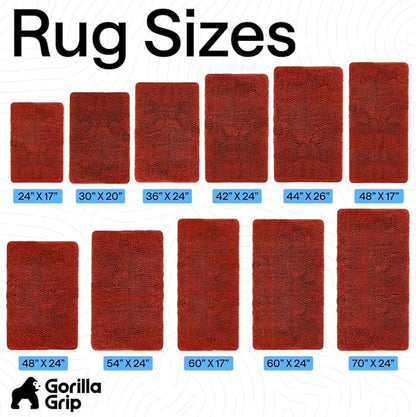 GORILLA GRIP Bath Rug Mat 60x24, Thick Soft Absorbent Chenille, Quick Dry Microfiber Mats, Rubber Backing, Machine Washable Shower Floor Rugs, Bathmat Runner, Bathroom Decor Accessories Sunset Orange