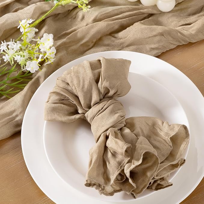 Socomi Nude Coffee Cheesecloth Napkins Fall Thanksgiving Cheese Cloths Gauze Set of 24 Boho Washable Dinner Table Napkins for Wedding Party Baby Shower Birthday Party Decor