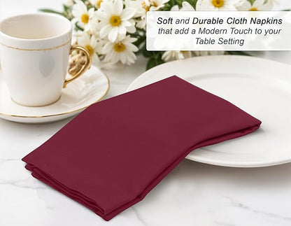 Zoyer Cloth Napkins Set of 4, 18x18 Inches Cotton Enrich Napkins Cloth ‎Washable, Soft & Durable Dinner Napkins for Parties, Wedding, Christmas, ‎Thanksgiving & Everyday Use - Burgundy