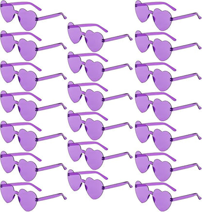 20 Pairs Heart Shaped Sunglasses Bulk, Colorful Rimless Fun Heart Sunglasses for Women Party Favors