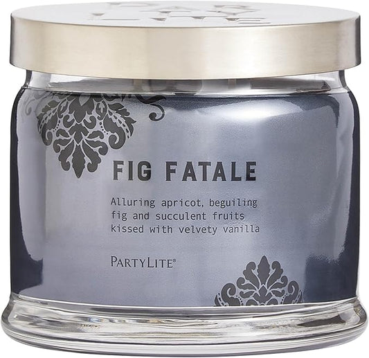 PartyLite Fig Fatale Scented, Notes of Apricot, Green Fig, Peach, Mango, Strawberry and Vanilla,13.2oz 3-Wick Jar Candle, 45 Hour Burn Time, Luxurious Fragrance, Perfect for Gifting