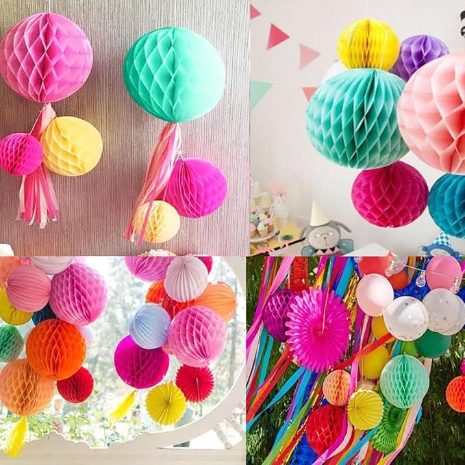 Capesaro 12pcs Red Black Yellow Hanging Honeycomb Birthday Party Decorations for Kids(6" 8" 10" Red Black Yellow Set)