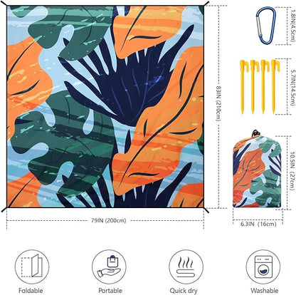 Beach Blanket Waterproof Sandproof Extra Large Beach Mat 79" X 83"/120"x108"for 1-8 Adults Quick Drying Durable Outdoor Picnic Mat for Beach Travel Camping Hiking