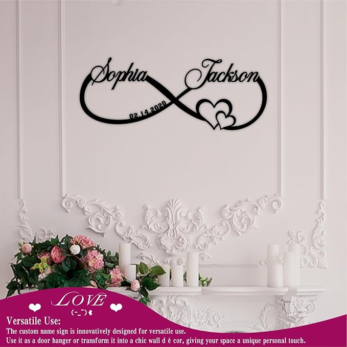 Personalized Couples Name Metal Sign,Custom Couples Name and Date Wall Decor,Passionate Heart Wall Art Sign for her him,Home,Wedding,Anniversary,Valentines Day Gift