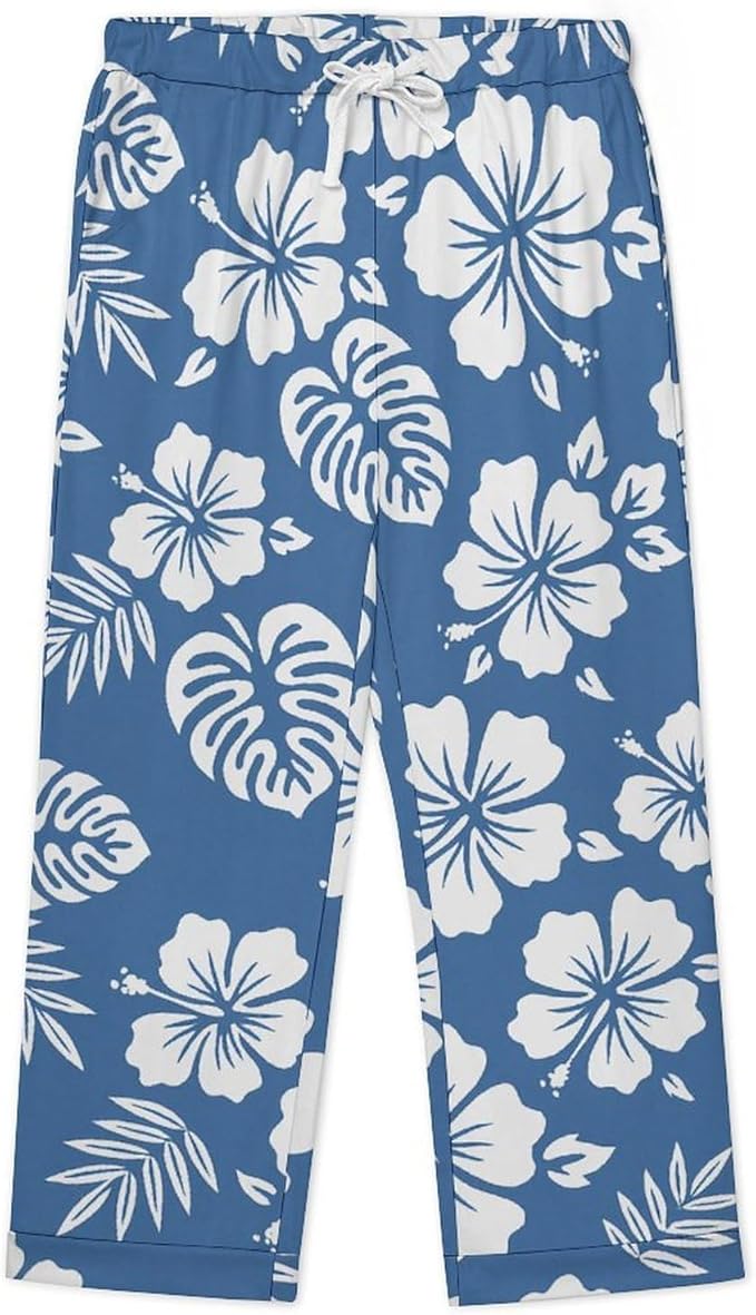 Lemons Leaves Ceramic Style Womens Pajama Set Long Sleeve Pajamas Top And Pants Soft Loungewear Pjs Sets