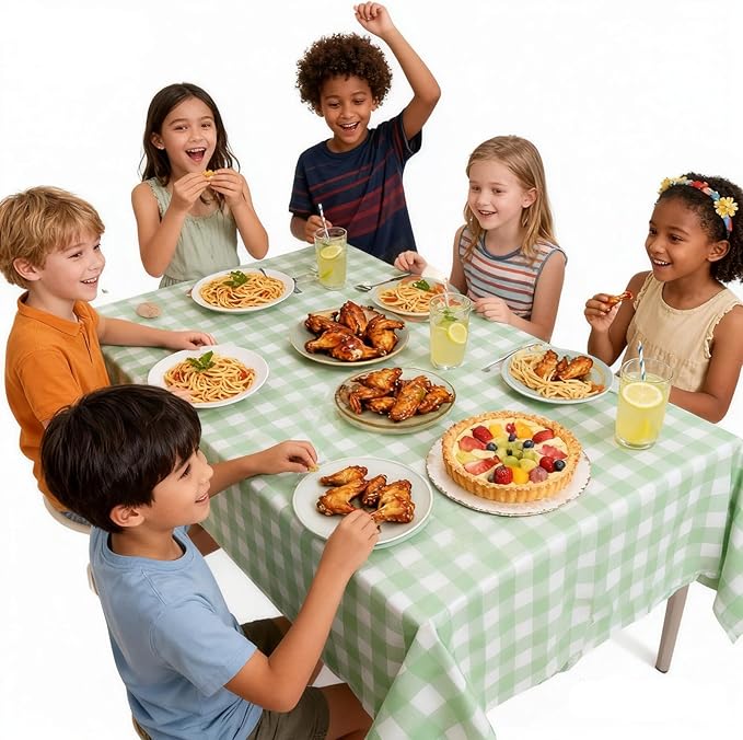 3 Packs Sage Green Checkered Tablecloth 54x108 Inches Rectangle Gingham Tablecloth Disposable Plastic Waterproof Table Cover for Outdoor Picnic Kitchen and Birthday Party