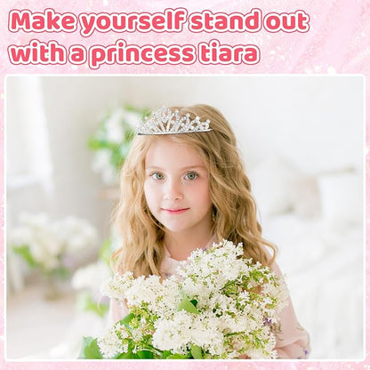 Tondiamo 30 Pcs Tiaras Bulk for Girls Princess Crown Rhinestone Tiaras Bendable Adjustable Headband for Kid Hair Accessory