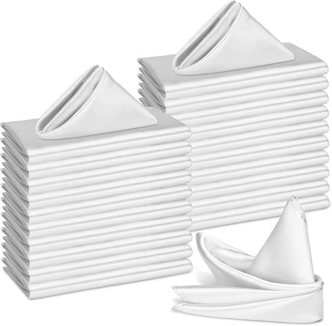 Bailarina 120 Pack Silver Satin Napkins,17x17 Inches Wedding Napkins Square Soft Silky Table Napkins Bulk Decorative Elegant Cloth Napkin for Party Decoration, Banquet,Wedding,Graduation