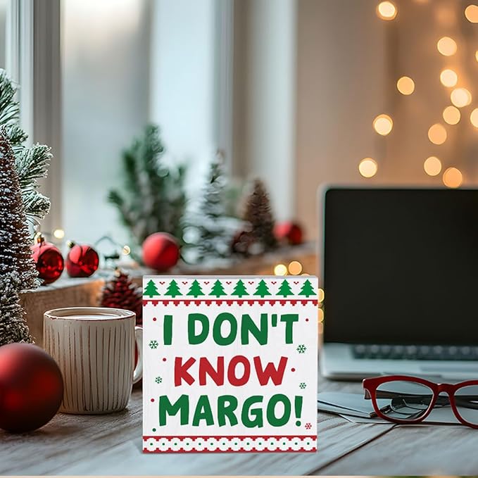 Christmas Vacation Decorations for Home Christmas Holiday Decor for Office Kitchen Funny Merry Xmas Decorations for Room Table 5 x 5 Inches