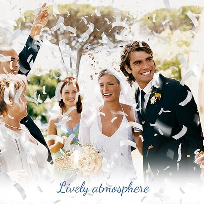 White Confetti Poppers 12 Inch,Wedding Confetti Cannon Air Powered(5 Pack),Launches 20-25ft, Party Poppers for Engaged,Birthday,Celebrations and New Years Eve