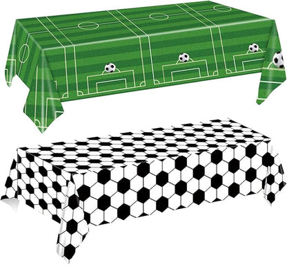 2 Packs Soccer Tablecloth Plastic 54 X 108Inch, Soccer Party Decorations Table Cloth Disposable Rectangle Sports Ball Table Cover for Soccer Birthday Party Supplies (Soccer)
