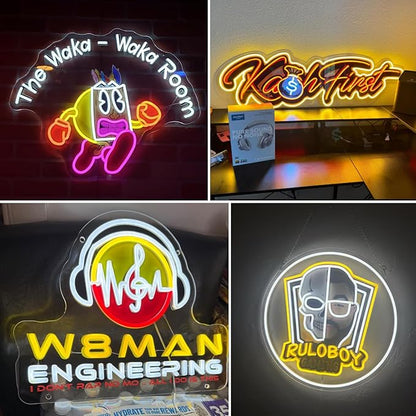 Custom Neon Sign Logo - Personalized LED Logo Neon Customizable UV Printed for Business Sign - Illuminated Acrylic Logo Neon Lights for Nail Hair Studio Bar Office Company Wall Home Decor-(10-60in)
