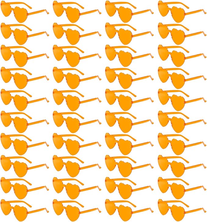 40 Pairs Heart Shaped Sunglasses Bulk, Colorful Rimless Fun Heart Sunglasses for Women Party Favors