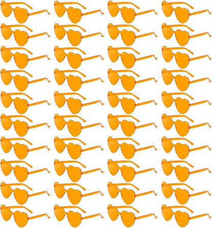 40 Pairs Heart Shaped Sunglasses Bulk, Colorful Rimless Fun Heart Sunglasses for Women Party Favors
