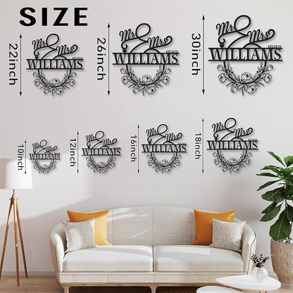 Personalized Anniversary Wedding Gifts for Couples, Custom Metal Sign with Couples Name and Date, Family Name Sign, Metal Art Wall Decor, Home Decor, Engagement Bridal Shower Gifts Color06