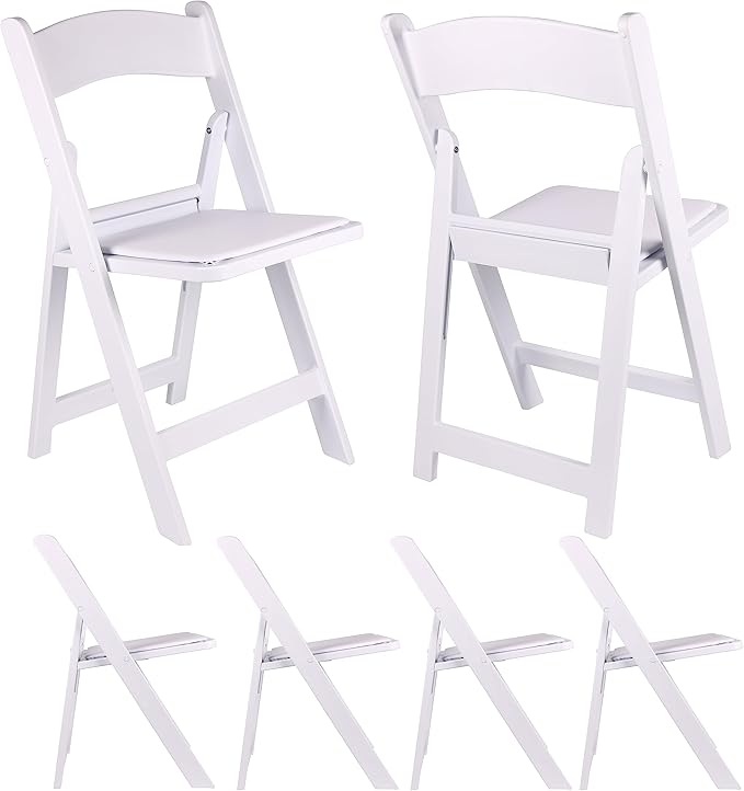 BTEXPERT Resin Folding Chair Vinyl Padded Seat Indoor Outdoor Lightweight Set for Home Event Party Picnic Kitchen Dining Church School Weddings Set of 2