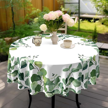 Eikione Round Tablecloth 70inch, Summer Floral Tablecloth Waterproof and Wrinkle-Free, Table Covers, Summer Decorations for Home Dining