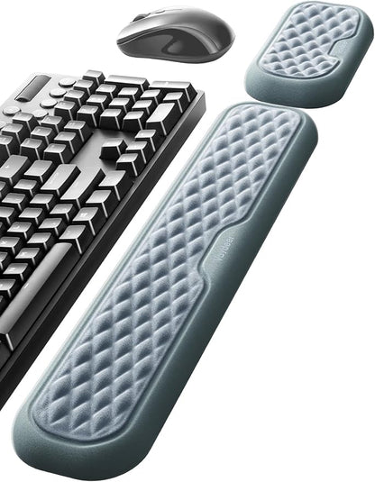 Vaydeer Wrist Rest for Keyboard and Mouse, Computer Ergonomic Wrist Support Pad, Soft Memory Foam Arm Cushion for Desk, Two-Tone Palm Hand Office Laptop Typing-Gray and Blue